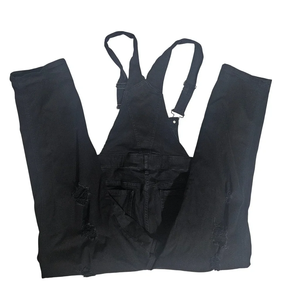 Torrid Denim First At Fit Black Distressed Overalls Plus Size 18 Ripped Edgy